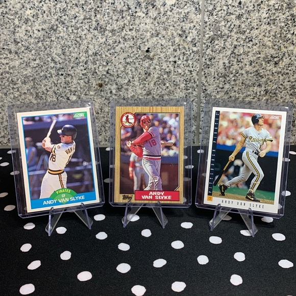 Andy Van Slyke 3 Cards Pittsburgh Pirates All Star Hall of Fame Center Perfect - Picture 2 of 8